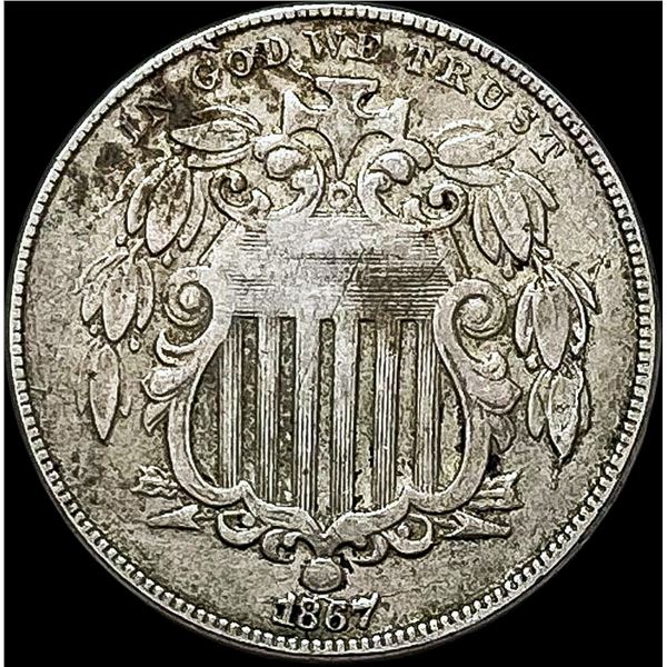 1867 Shield Nickel NEARLY UNCIRCULATED