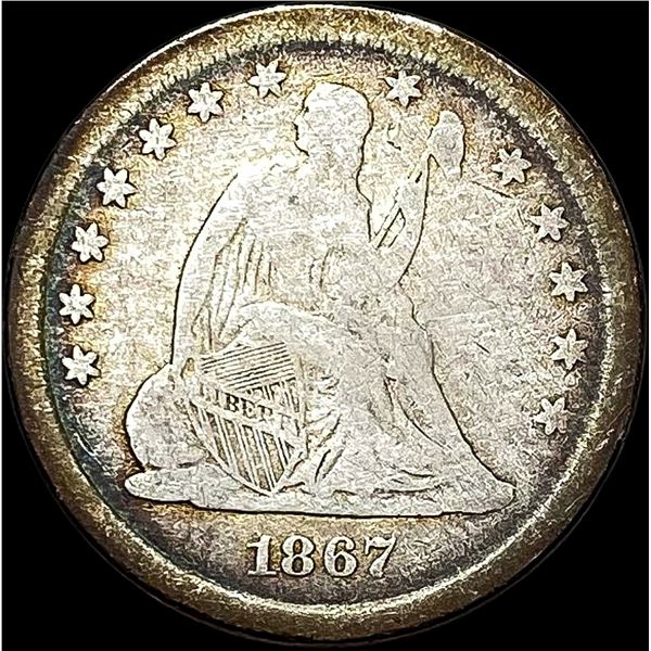 1867-S Seated Liberty Quarter NICELY CIRCULATED