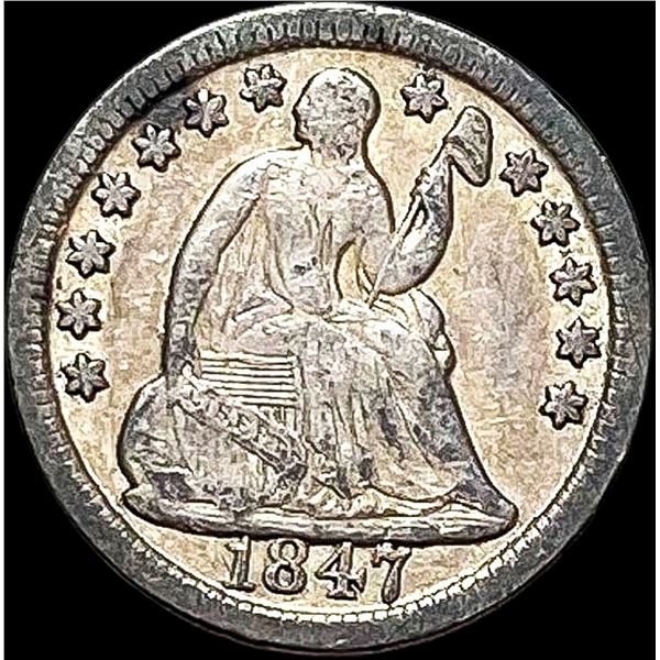 1847 Seated Liberty Half Dime NEARLY UNCIRCULATED