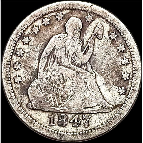 1847-O Seated Liberty Quarter LIGHTLY CIRCULATED