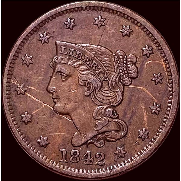 1842 Braided Hair Large Cent CLOSELY UNCIRCULATED