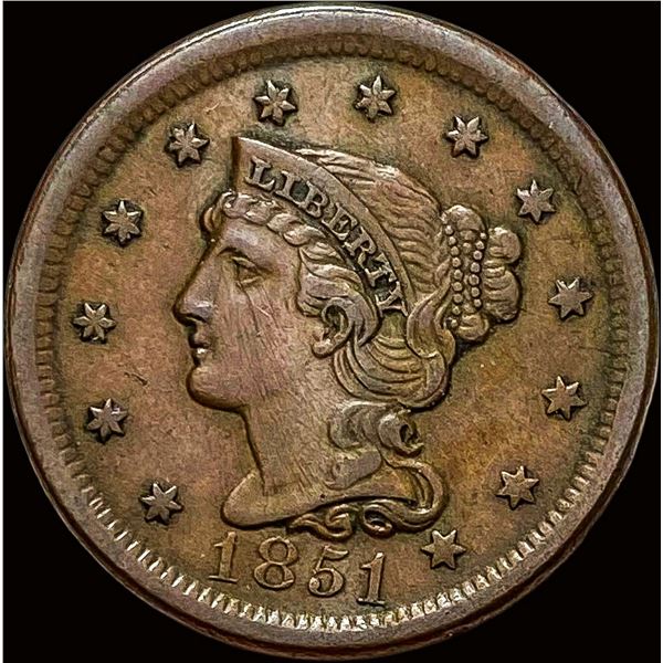 1851 Braided Hair Large Cent NEARLY UNCIRCULATED