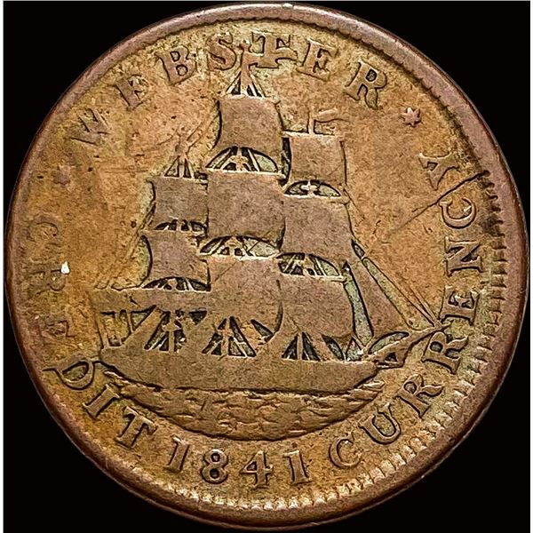 1841 Webster Hard Times Token NICELY CIRCULATED