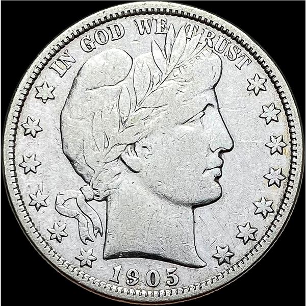 1905-S Silver Barber Half Dollar LIGHTLY CIRCULATED