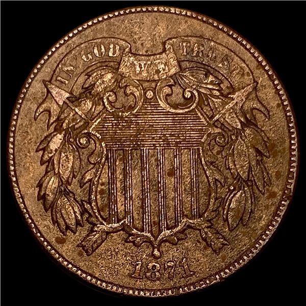 1871 Copper Two-Cent Piece CLOSELY UNCIRCULATED