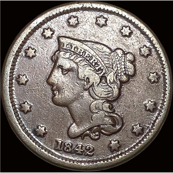 1842 Braided Hair Large Cent LIGHTLY CIRCULATED