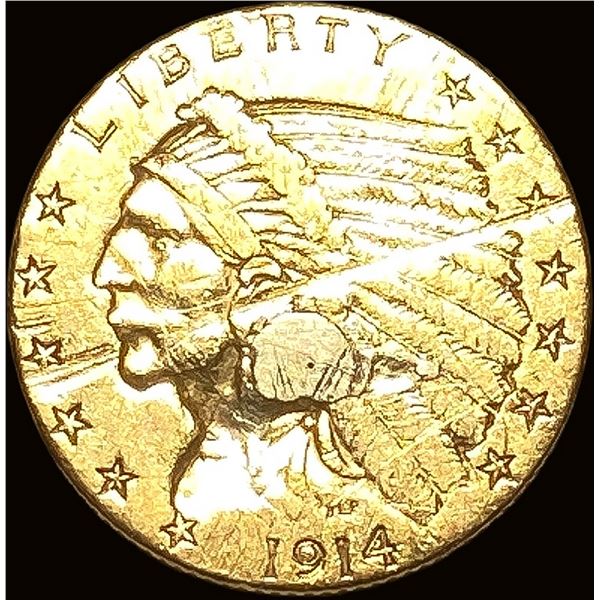 1914 Indian Head Gold Half Eagle $5 CLOSELY UNCIRCULATED