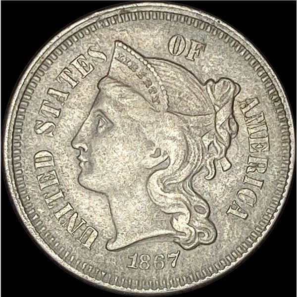 1867 Nickel Three-Cent Piece CLOSELY UNCIRCULATED