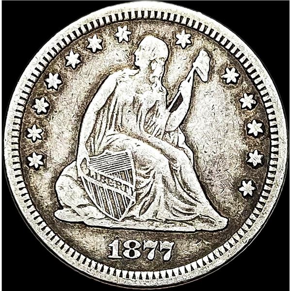 1877-CC Silver Seated Liberty Quarter LIGHTLY CIRCULATED