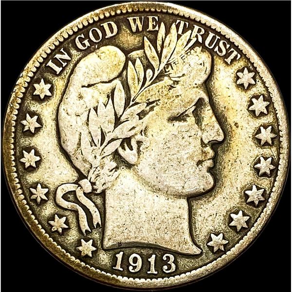 1913-S Silver Barber Half Dollar LIGHTLY CIRCULATED