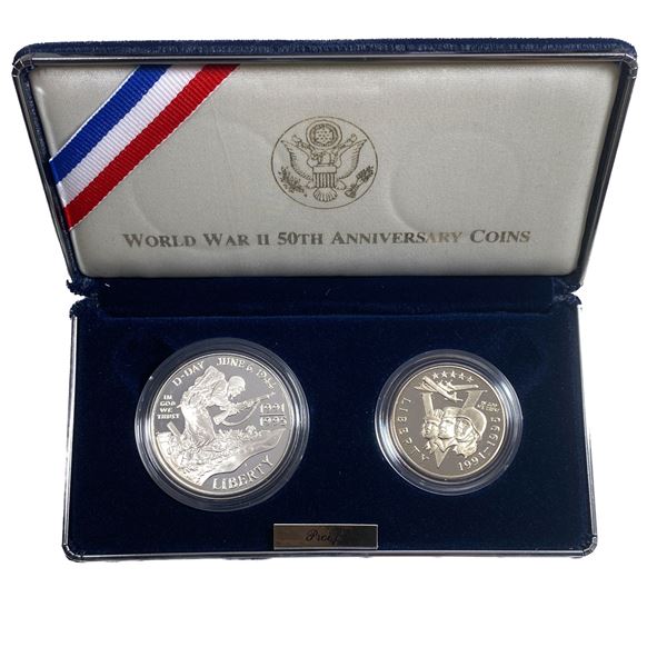 1991-1995 W.W. II 50th Annivers. 2 Coin Proof Set