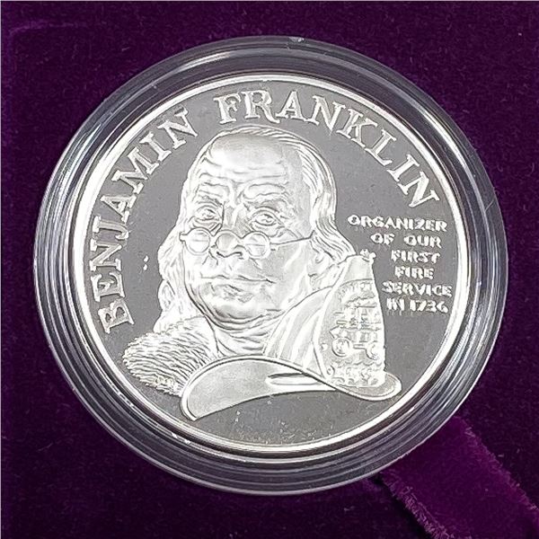 Ben Franklin Firefighters Proof Silver Medal