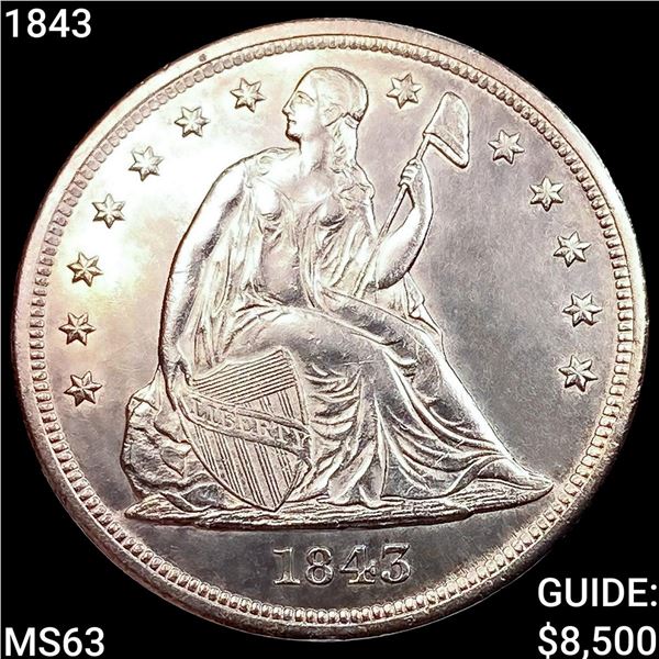 1843 Seated Liberty Dollar CHOICE BU