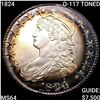 Image 1 : 1824 O-117 TONED Capped Bust Half Dollar CHOICE BU