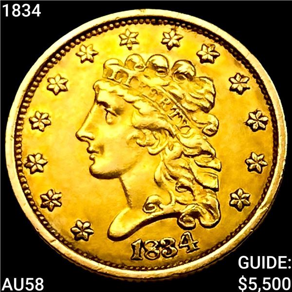 1834 $2.50 Gold Quarter Eagle CHOICE AU