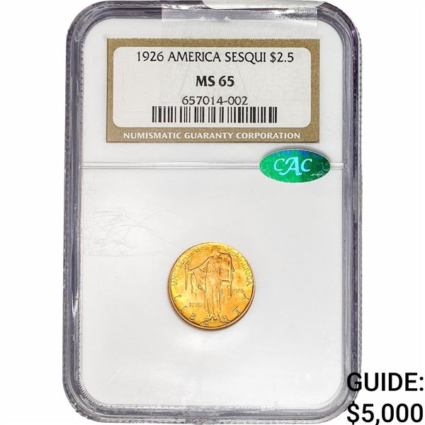 1926 Sesquincentennial $2.50 Gold Qtr Eagle NGC MS65