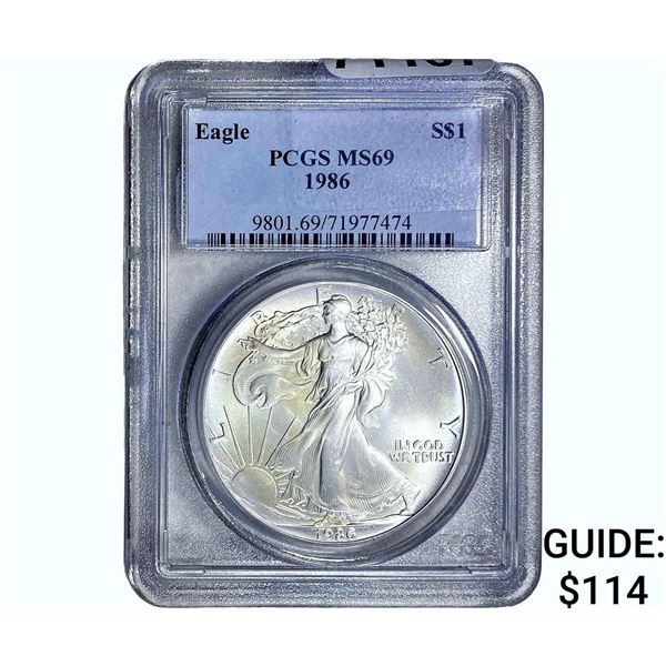 1986 Silver Eagle PCGS MS69