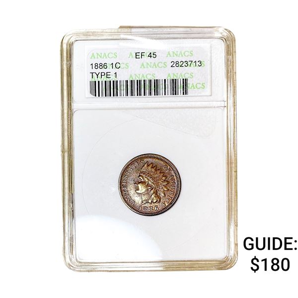 1886 Indian Head Cent ANACS EF45
