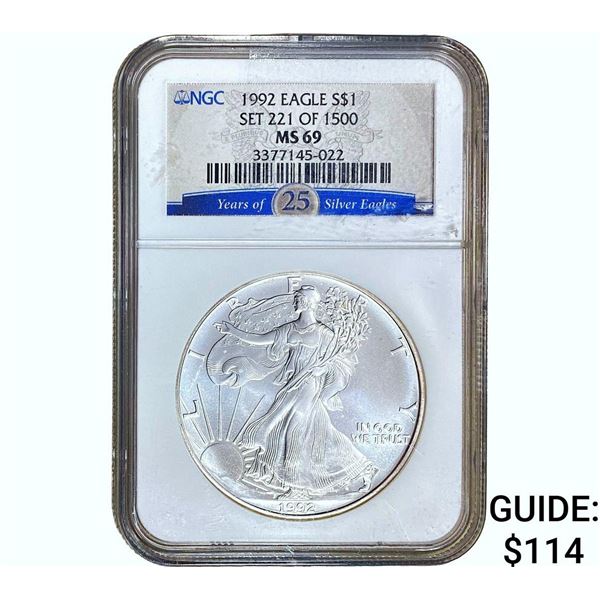 1992 Silver Eagle NGC MS69