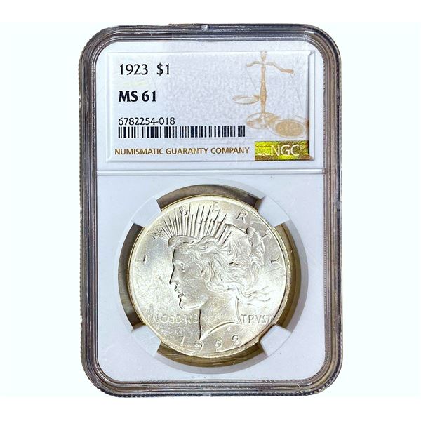 1923 Silver Peace Dollar NGC MS61