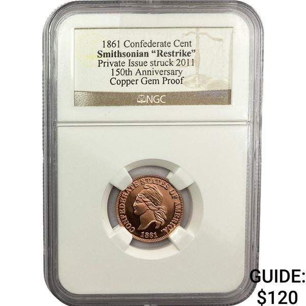1861 Confederate Cent Restrike 1C NGC