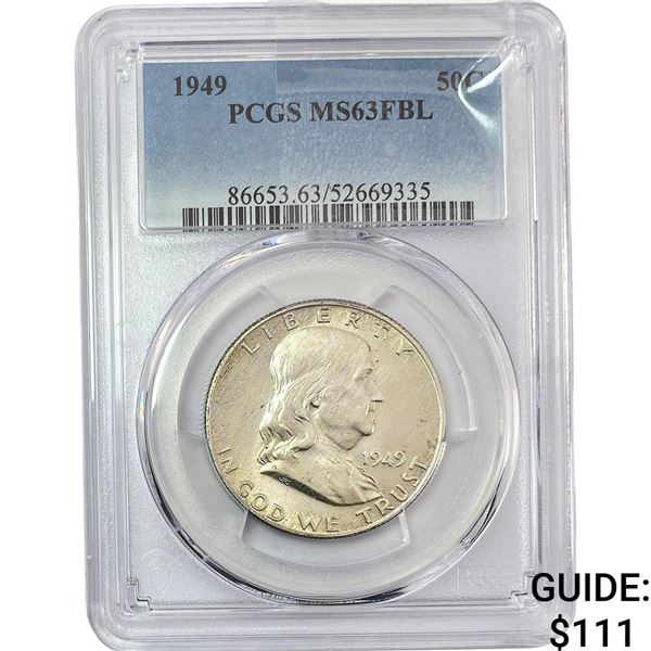 1949 Franklin Half Dollar PCGS MS63 FBL