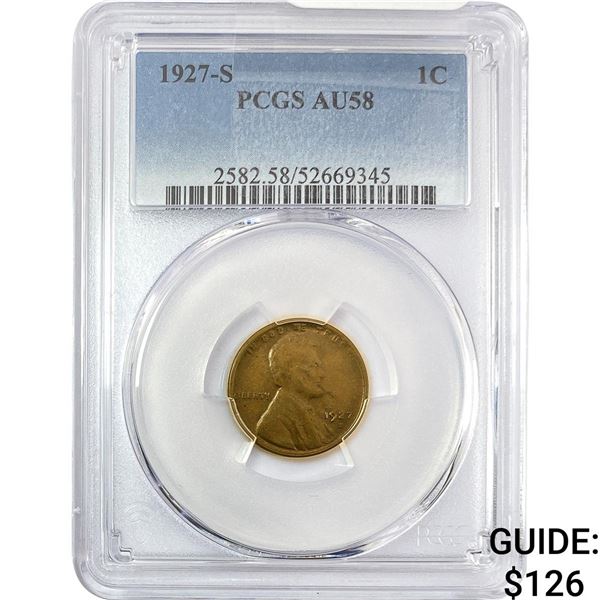1927-S Wheat Cent PCGS AU58