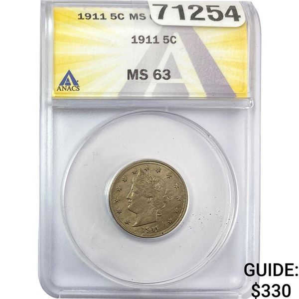 1911 Liberty Victory Nickel ANACS MS63