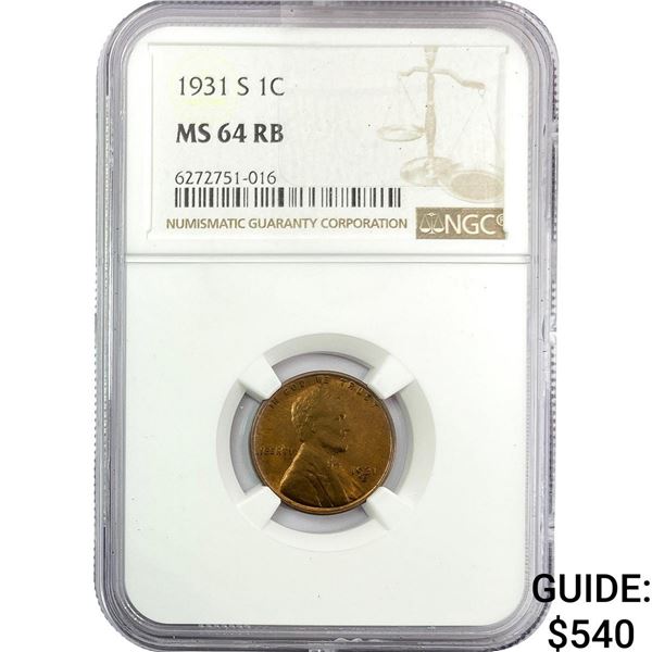 1931-S Wheat Cent NGC MS64 RB
