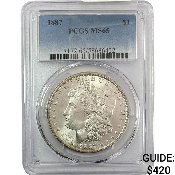 1887 Morgan Silver Dollar PCGS MS65