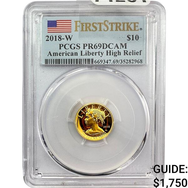 2018-W American Liberty High Relief $10 PCGS PR69 DCAM