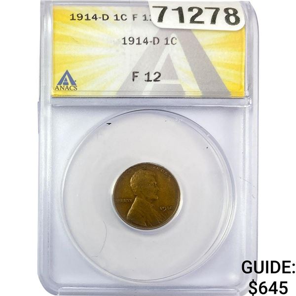 1914-D Wheat Cent ANACS F12
