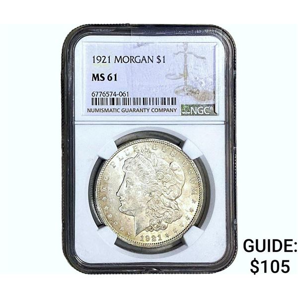 1921 Morgan Silver Dollar NGC MS61