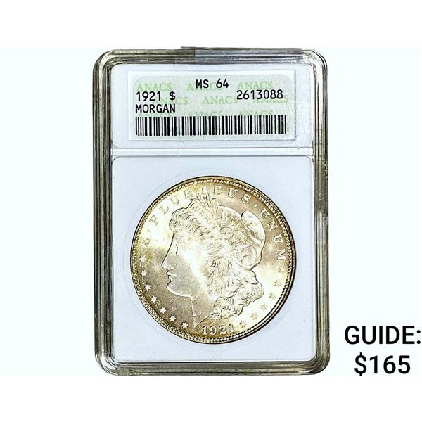 1921 Morgan Silver Dollar ANACS MS64