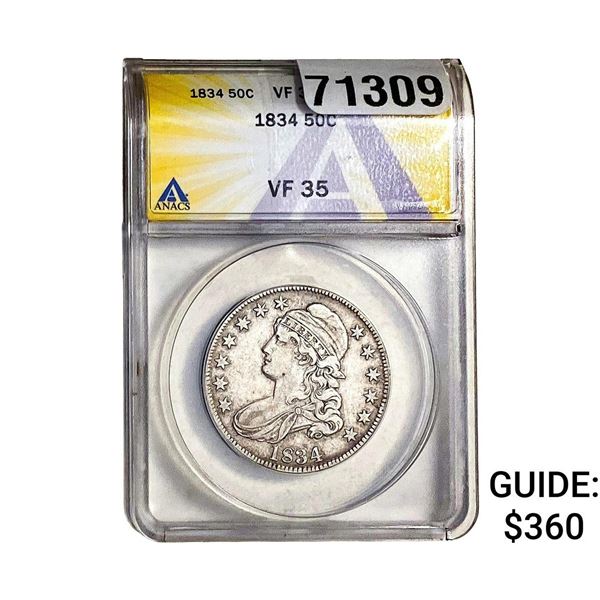 1834 Capped Bust Half Dollar ANACS VF35