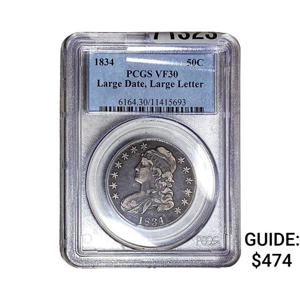 1834 Seated Liberty Half Dollar PCGS VF30