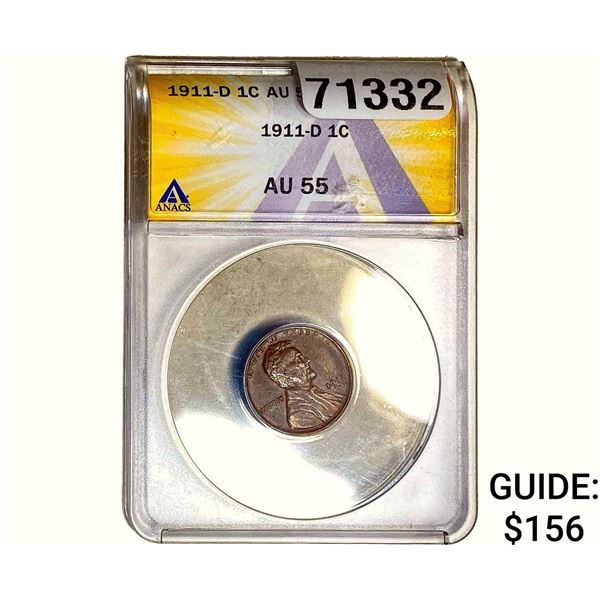 1911-D Wheat Cent ANACS AU55