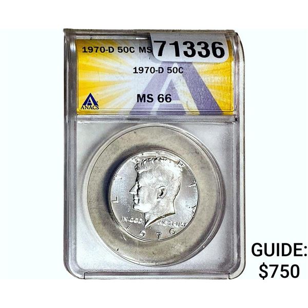1970-D Kennedy Half Dollar ANACS MS66