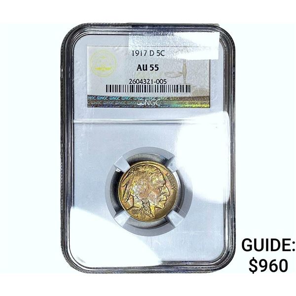 1917-D Buffalo Nickel NGC AU55