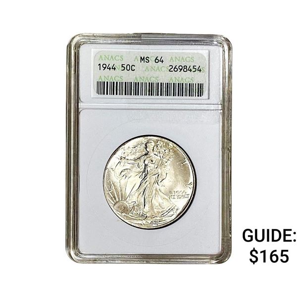 1944 Walking Liberty Half Dollar ANACS MS64
