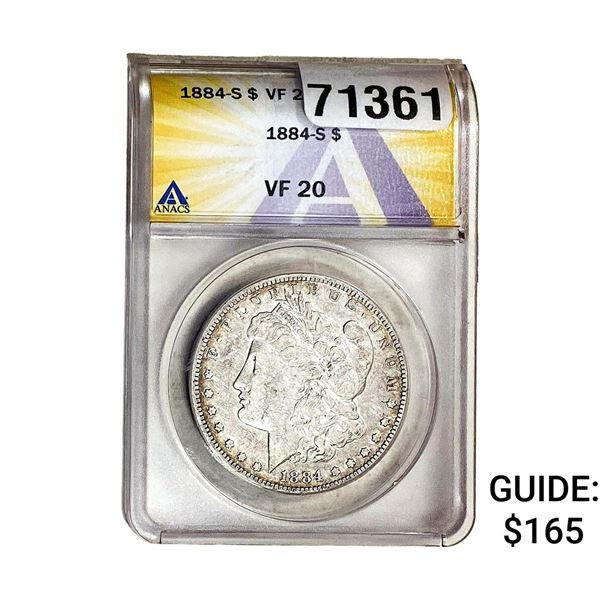 1884-S Morgan Silver Dollar ANACS VF20