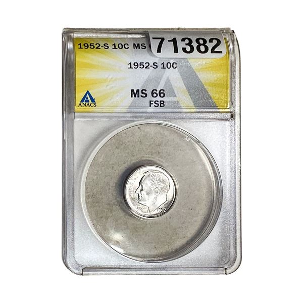 1952-S Roosevelt Dime ANACS MS66 FSB