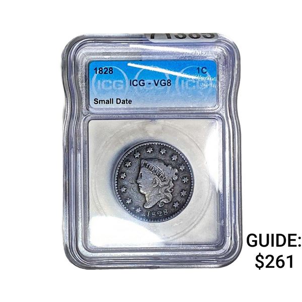 1828 Coronet Head Large Cent ICG VG8 Small Date