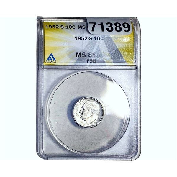 1952-S Roosevelt Dime ANACS MS66 FSB