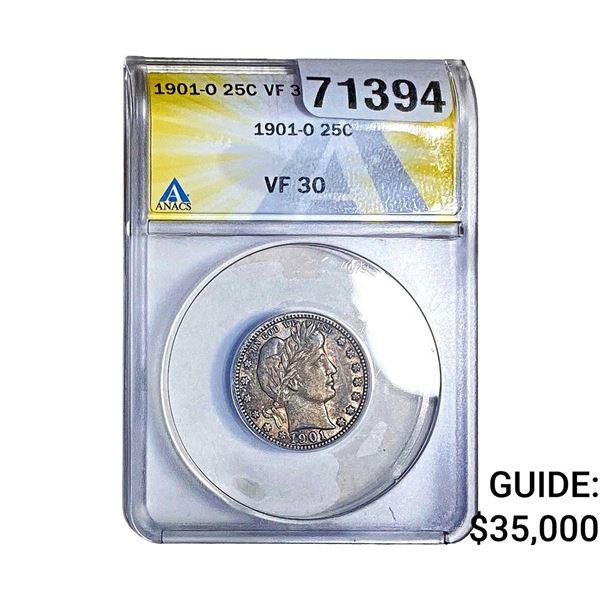 1901-S Barber Quarter ANACS VF30