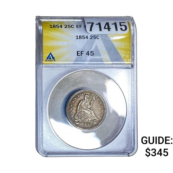 1854 Seated Liberty Quarter ANACS EF45