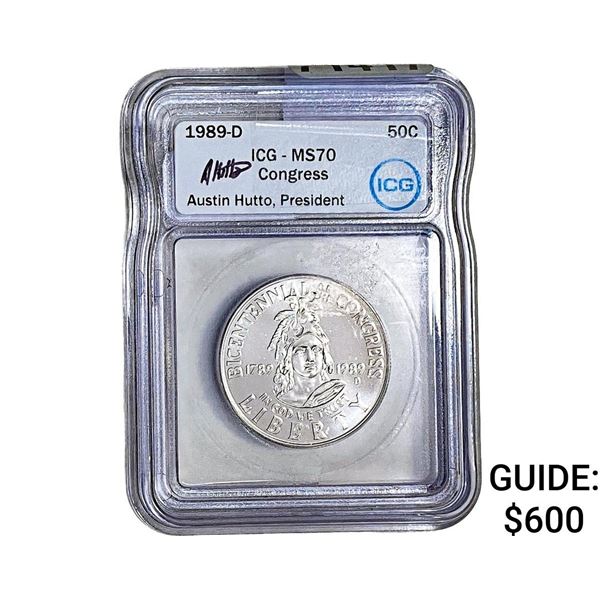 1989-D Kennedy Half Dollar ICG MS70 Congress