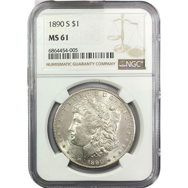 1890-S Morgan Silver Dollar NGC MS61