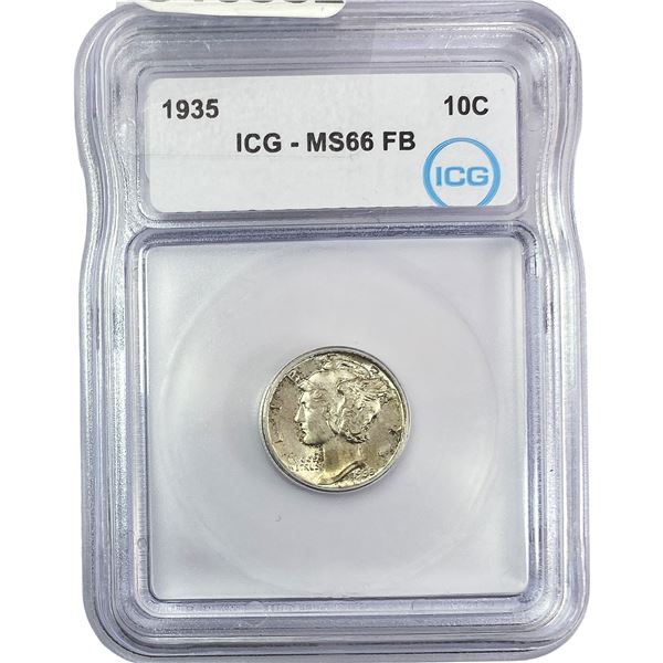1935 Mercury Silver Dime ICG MS66 FB