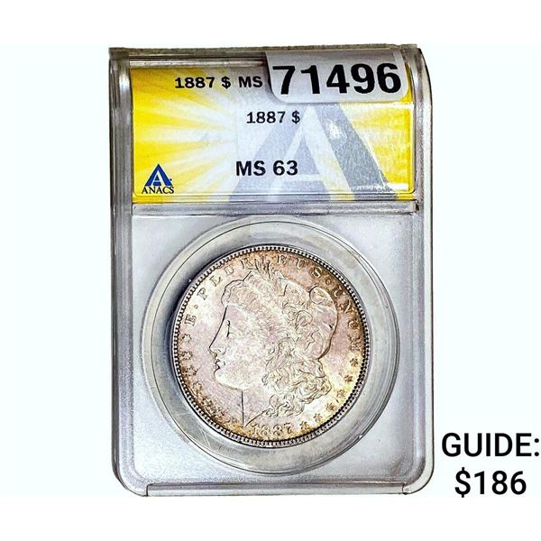1887 Morgan Silver Dollar ANACS MS63